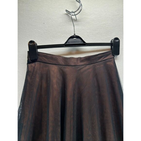 Adrianna Papell Tulle Maxi Skirt Copper Black Evening Goth Formal Size 8 - Picture 4 of 15